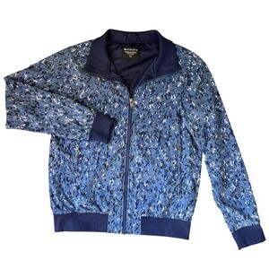 Athleta Womens Brooklyn Bomber Jacket II‎ in Blue Camo Lightweight Size Medium